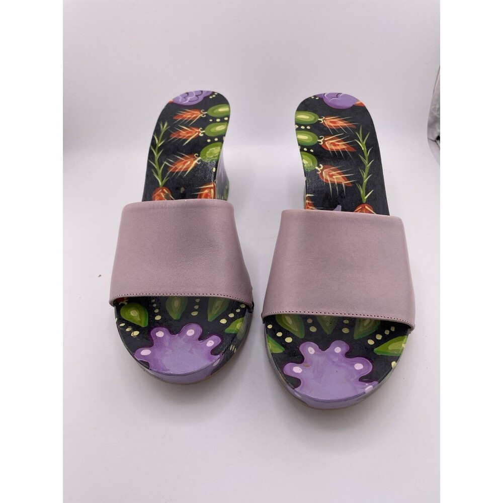 Hand Painted Painted Wooden Shoes Women’s Size 6 Peacock Made In Italy
